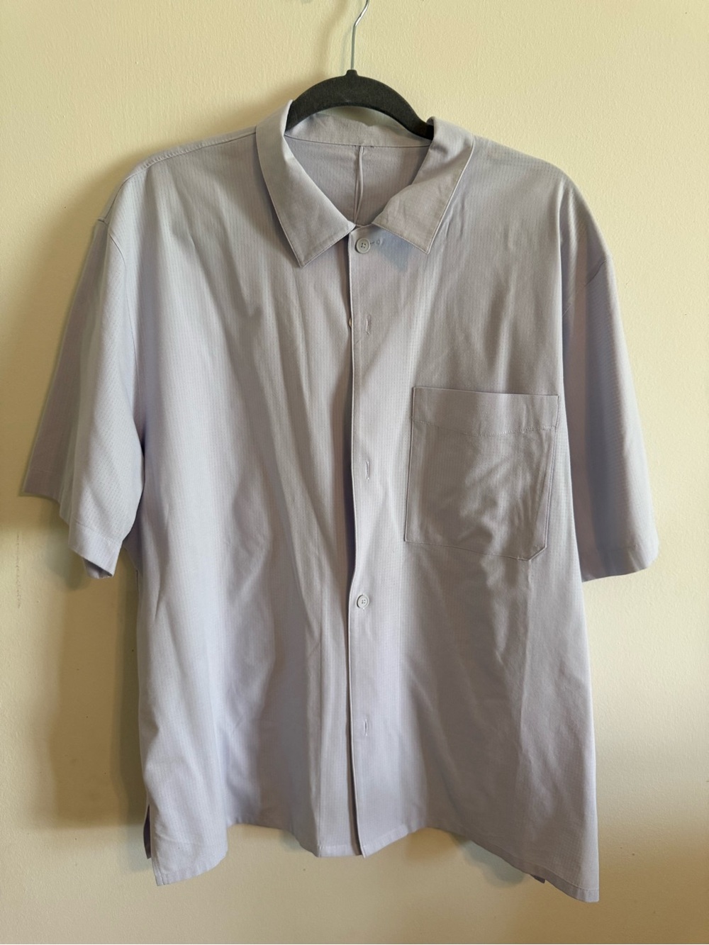 lululemon athletica Light Gray Short Sleeve Button-Down Shirt